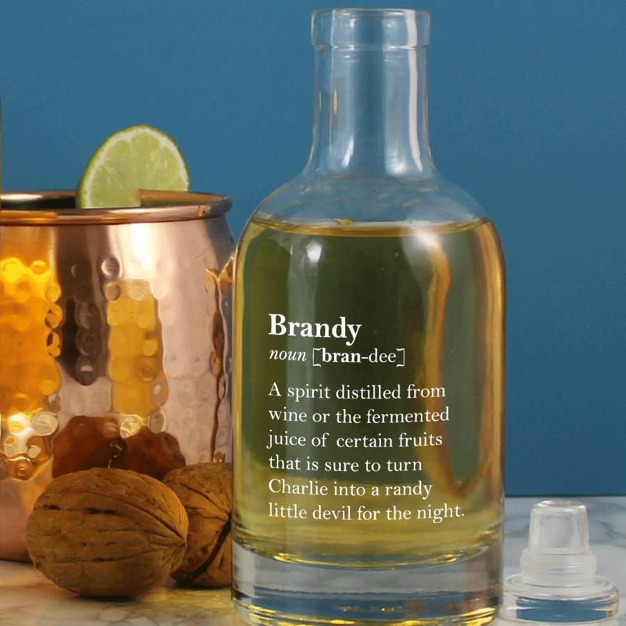 witty personalised brandy definition bottle by copper and sable