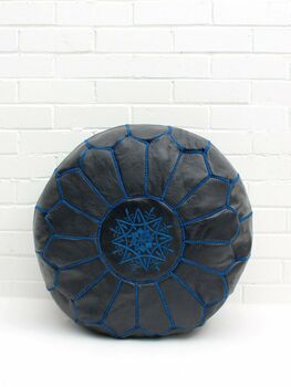 Moroccan Coloured Leather Or Faux Leather Pouffe, 3 of 12