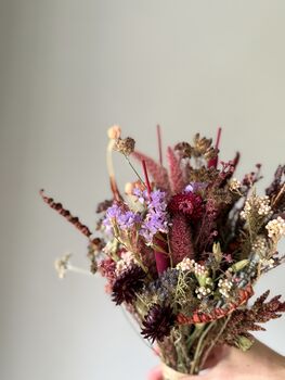 Plum And Lilac Dried Flower Bouquet, 4 of 6