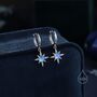Sterling Silver Moonstone Northstar Starburst Huggie Hoop Earrings, thumbnail 5 of 11