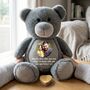 Personalised Photo Record A Voice Keepsake Memory Teddy Bear Grey, thumbnail 1 of 11