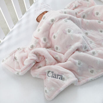 Personalised Pink Bunny Sherpa Baby Blanket, 2 of 10