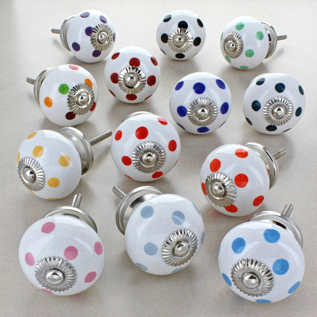 Polka Dots Ceramic Door Knobs Drawer Pull Handles By G Decor