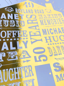 Personalised 50th Golden Anniversary Home Print, 9 of 9