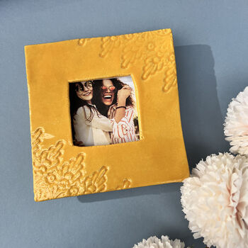 Mustard Lace Ceramic Wall Photo Frame, 4 of 6