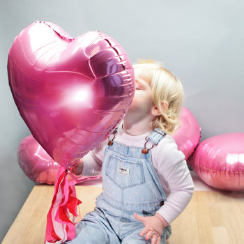 Pink Heart Shaped Valentine's Balloons With Tassels, 5 of 5
