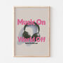 Retro Headphones Music On World Off Wall Art Print, thumbnail 2 of 6