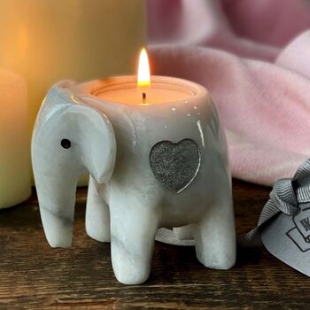 Personalised Marble Elephant T Light Candle Holder, 2 of 8