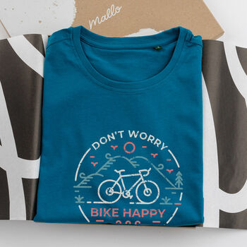 Organic Cotton Don't Worry, Bike Happy T Shirt, 2 of 7