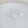 Sterling Silver Starburst Charm Hoops, thumbnail 1 of 3