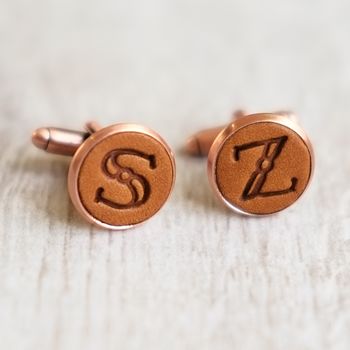 Personalised Leather Initial Cufflinks, 2 of 12