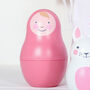 Pink Nesting Dolls, Bunny Chime With Personalised Bag, thumbnail 3 of 4