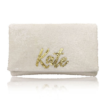 Ivory Sequin Mrs Clutch, 3 of 6
