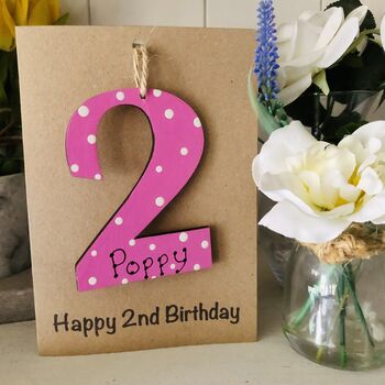 Personalised 2nd Birthday No. Two Wooden Keepsake Card, 7 of 8