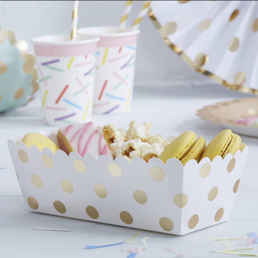 Gold Foiled Polka Dot Food Treat Trays, 1 of 2