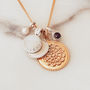 Personalised Disk Pendant With Birthstone, thumbnail 2 of 7