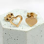 9ct Gold Open And Closed Heart Stud Earrings, thumbnail 2 of 3