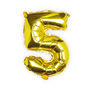 Individual Gold No Helium Number Party Balloon Five, thumbnail 2 of 3