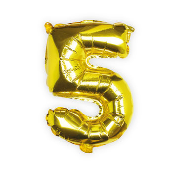 Individual Gold No Helium Number Party Balloon Five, 2 of 3