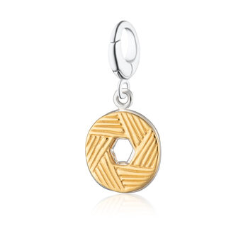 Sterling Silver Party Ring Biscuit Charm Necklace With Turquoise Enamel, 5 of 9