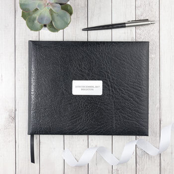 Personalised Luxury Black Leather Guest Book, 4 of 9