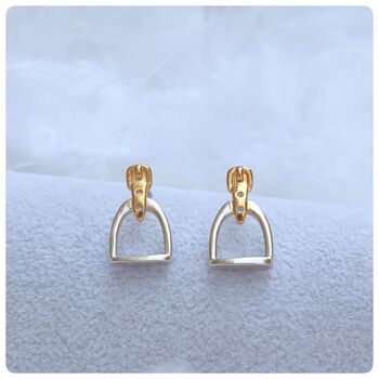 Personalised Sterling Silver And Gold Stirrup Earrings, 5 of 12