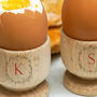 Personalised Couple's Heart Wreath Wooden Egg Cups, thumbnail 2 of 3