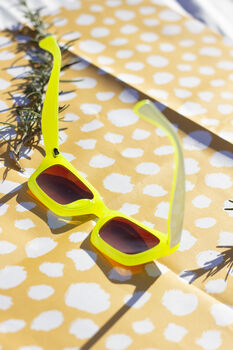 Chunky Bevelled Square Sunglasses In Gloss Yellow White, 2 of 4