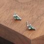 Natural Kite Cut Moss Agate Stud Earrings In Sterling Silver, thumbnail 2 of 8