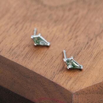 Natural Kite Cut Moss Agate Stud Earrings In Sterling Silver, 2 of 8