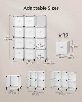 Cube Storage Unit Non Woven Fabric Customisable Shelves, 11 of 12