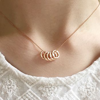 50th Birthday Five Rose Gold Plated Rings Necklace, 2 of 4