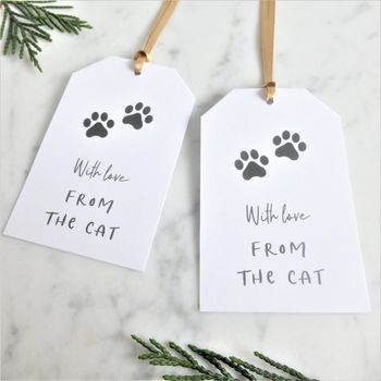 White From The Cat Christmas Gift Tags String Ties, 3 of 3