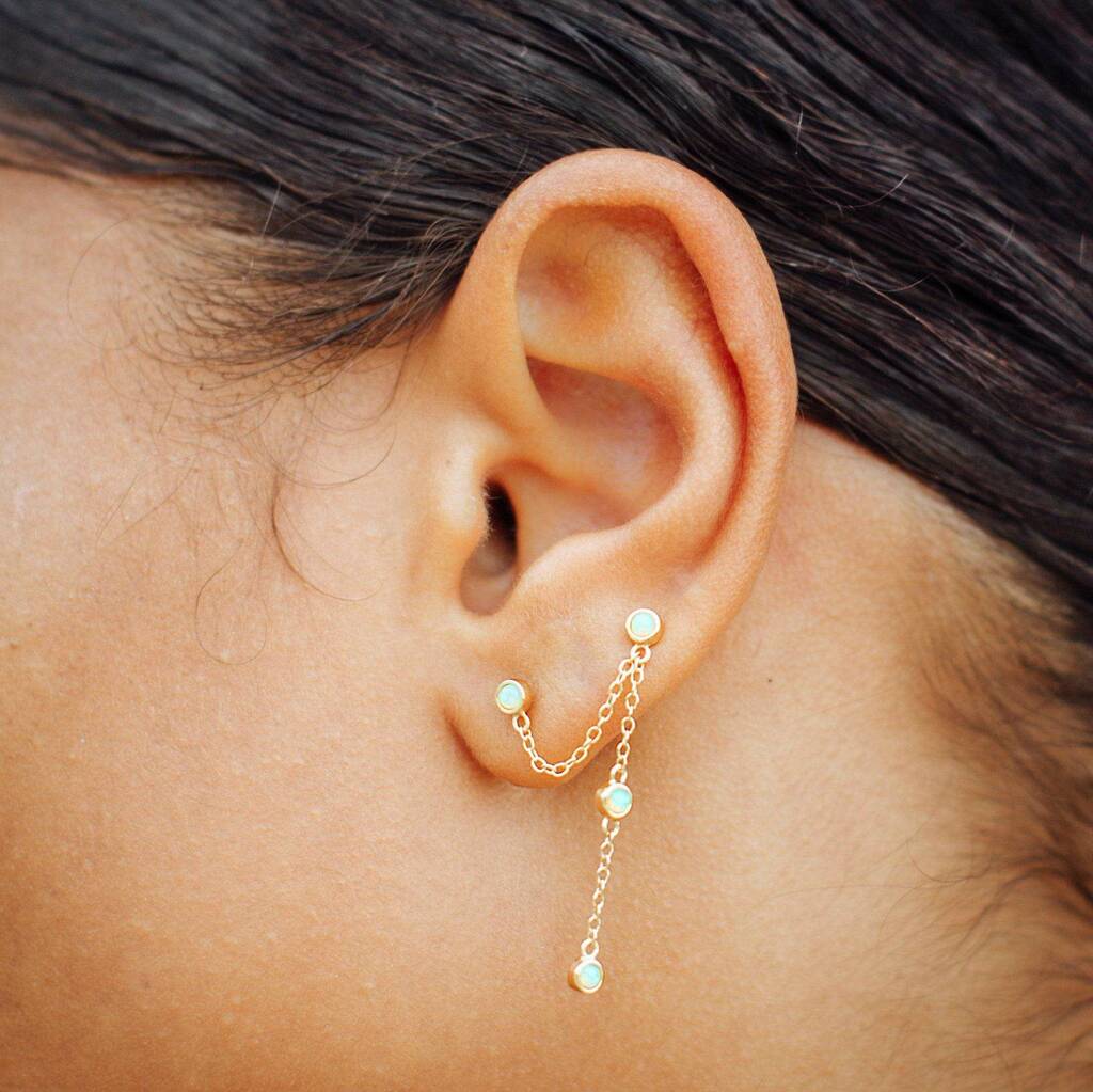 Lime Opal Chandelier Stud Single Earring, 1 of 5