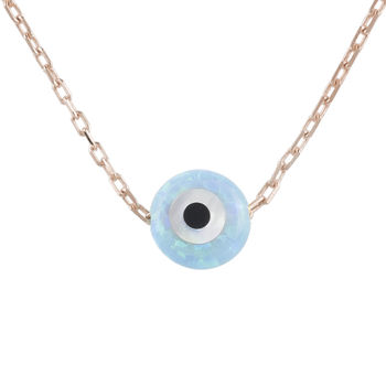 Mini Opalite Plated Silver Evil Eye Necklace, 6 of 11
