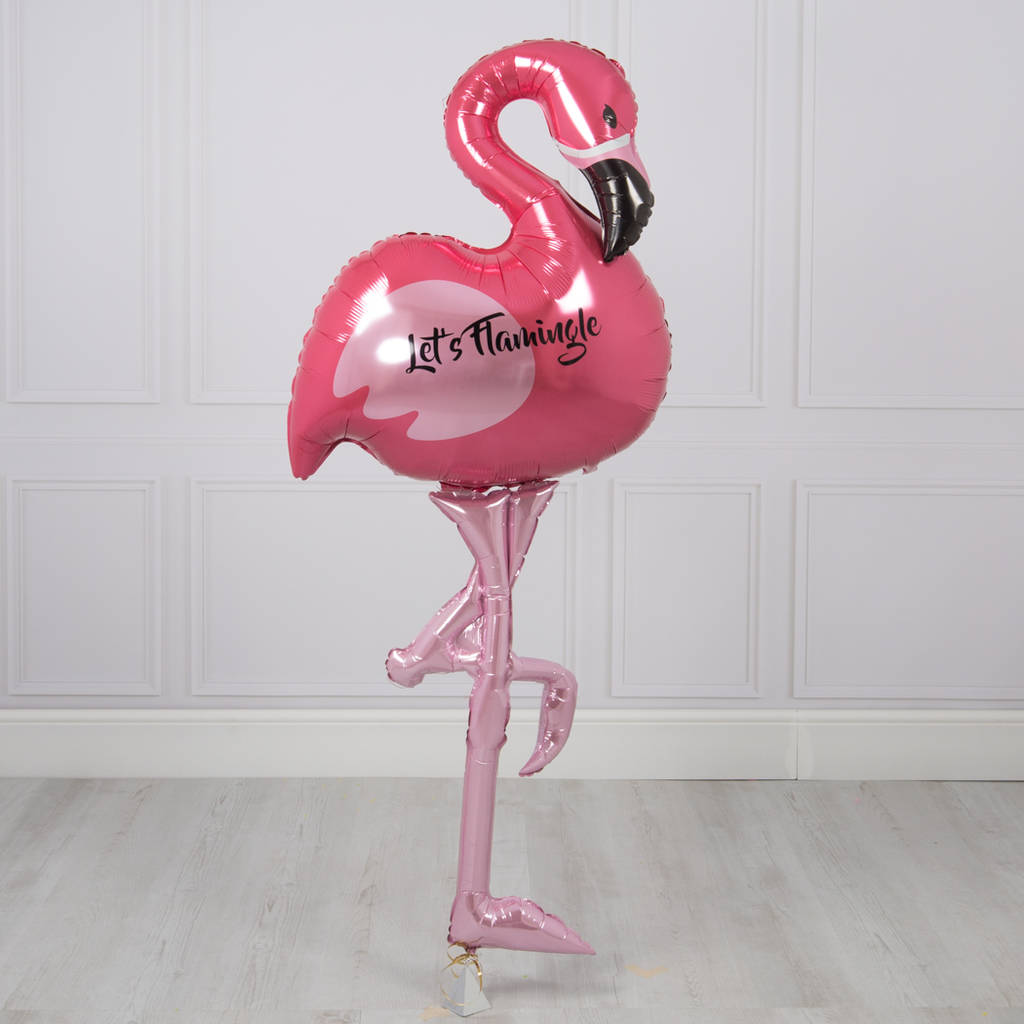 Inflated Personalised Giant Flamingo Foil Balloon By Bubblegum Balloons