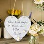 Personalised New Baby Boy Wooden Blue Heart, thumbnail 4 of 5