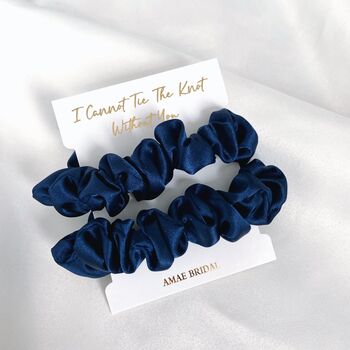 I Cannot Tie The Know Without You Bridesmaid Scrunchies Navy, 3 of 3