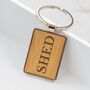 Personalised Bamboo Wooden Rectangle Keyring, thumbnail 3 of 4