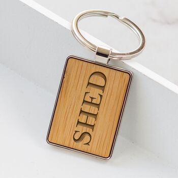 Personalised Bamboo Wooden Rectangle Keyring, 3 of 4