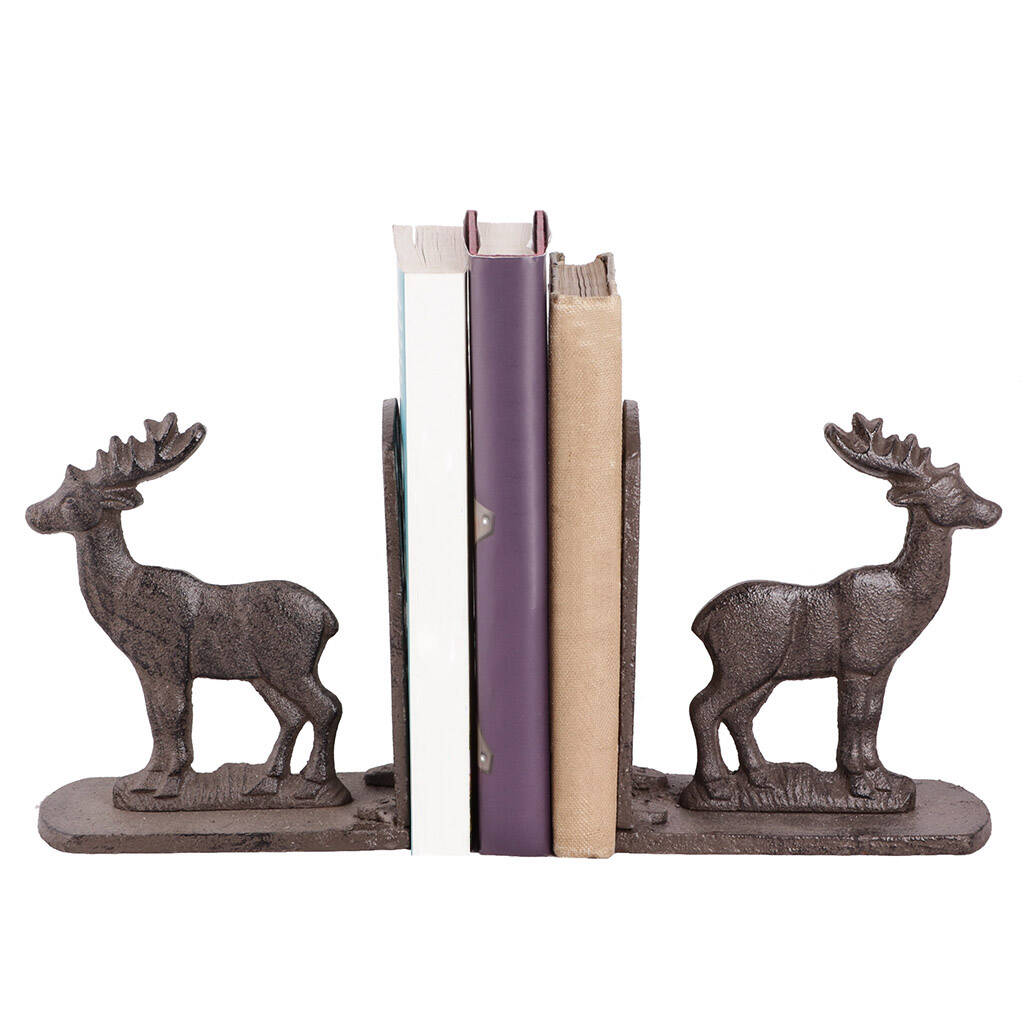 Vintage Cast Iron Stag Bookends By Dibor