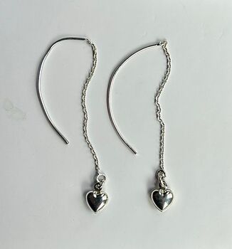 Heart Sterling Silver Ear Threader Earrings, 4 of 4
