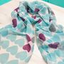 Turquoise Hearts Print Scarf, thumbnail 2 of 5