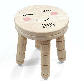Personalised Cute Face Kids Wooden Stool, 6 of 6