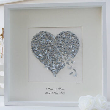 Framed Silver Wedding Anniversary Butterfly Heart Artwork, 2 of 4