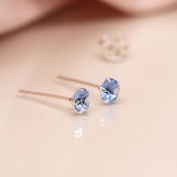 Tiny Sterling Silver Aquamarine Cz Stud Earrings, 3 of 11