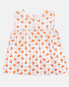 Girls Cotton Short Frilly Pyjama Set In Fox Print, 4 of 6