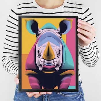 Graphic Rhinoceros Illustration Art Print, 4 of 4