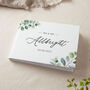 Watercolour Eucalyptus Personalised Surname Wedding Guest Book, thumbnail 1 of 3