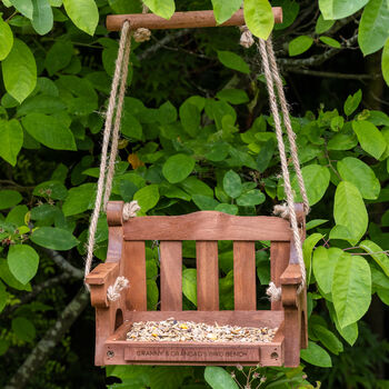 Personalised Wooden Memorial Bench Bird Feeder, 4 of 12